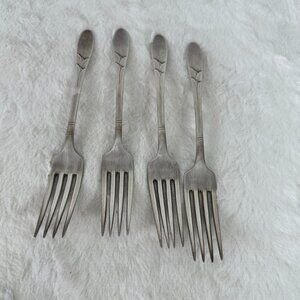 4 Oneida Lady Hamilton French Dinner forks Art Deco Community Silver Plate
